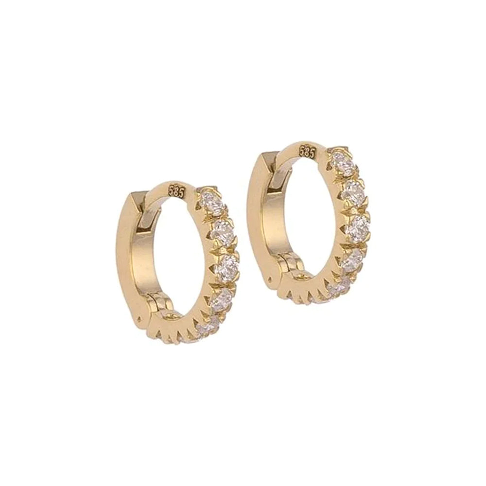 Hoop Gold Earrings with Diamond Stones