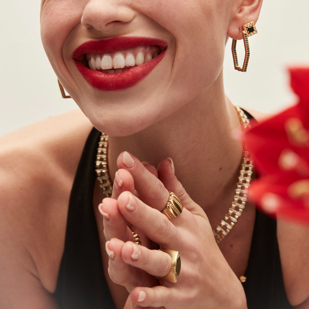 Rhombus Earring with Stones