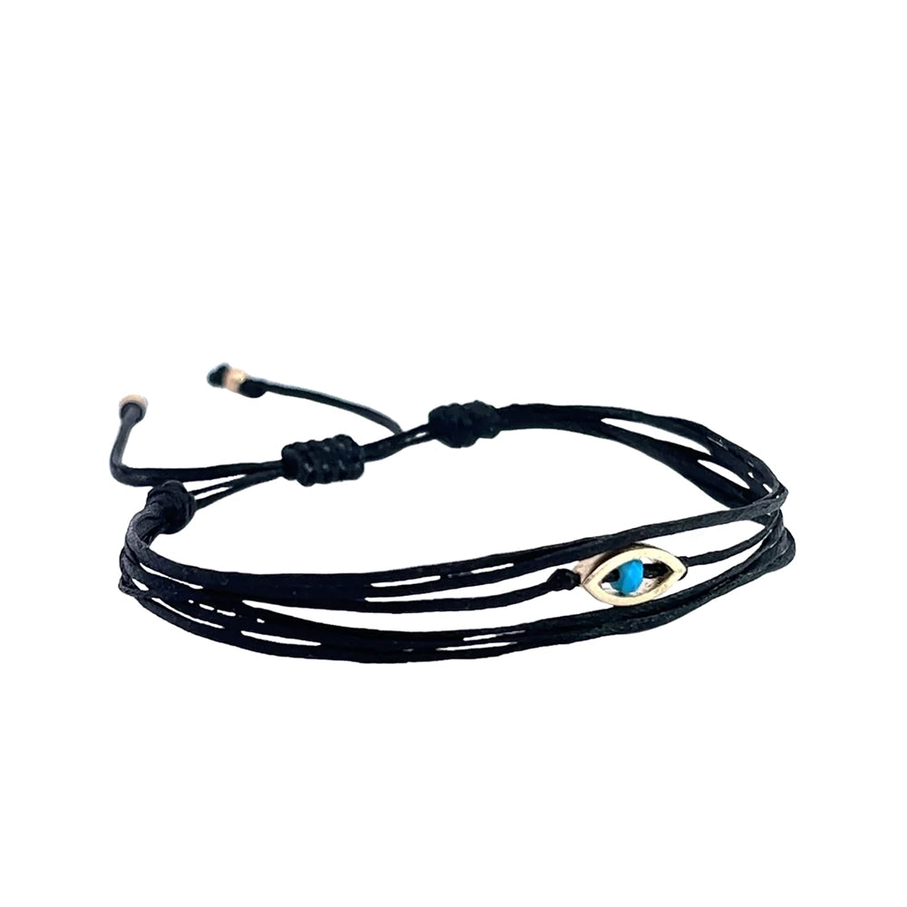 Eye-shaped Gold Cord Bracelet with Natural Stones