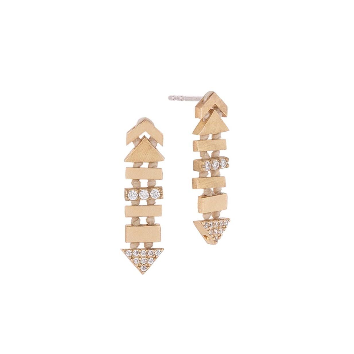 Stairs Earrings with Stone Detail