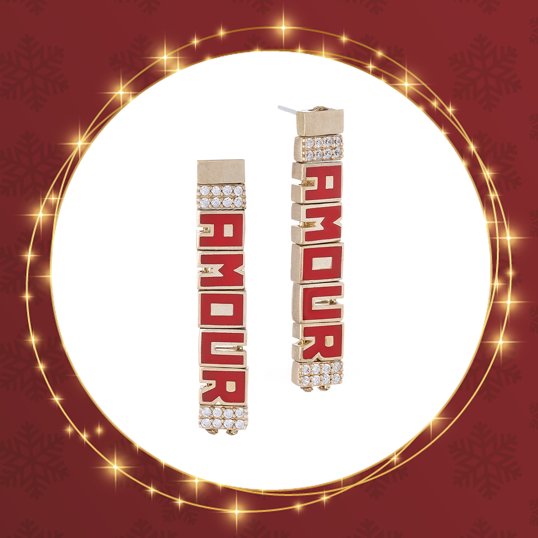 Stone and Enamel Name Earrings