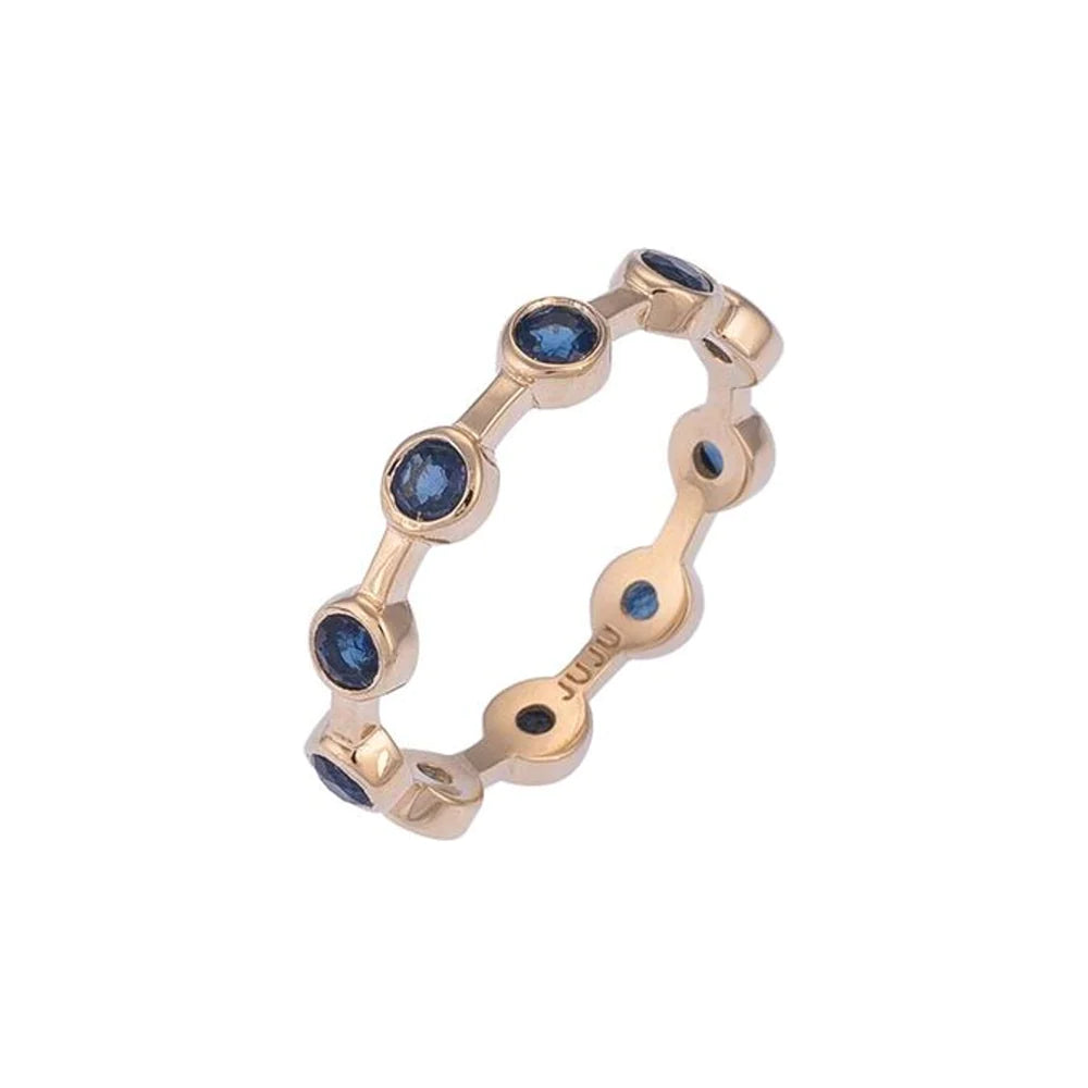 Circle Gold Ring with Sapphire Stones