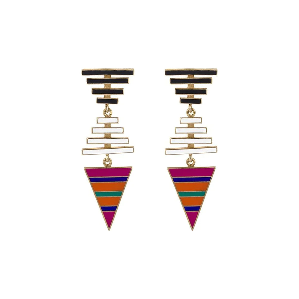 Triangle Long Earring with Enamel