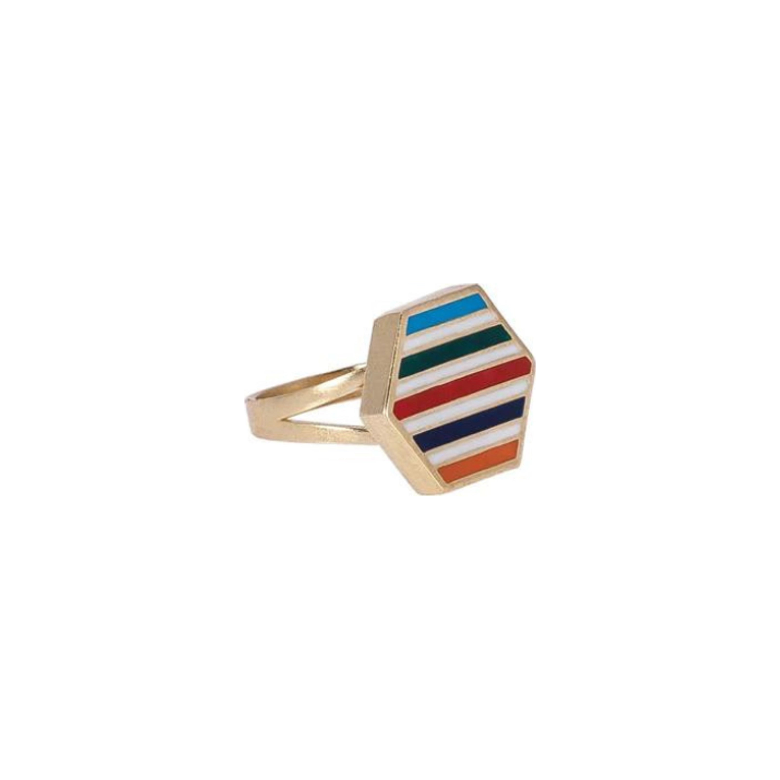 Enamel Hexagon Ring