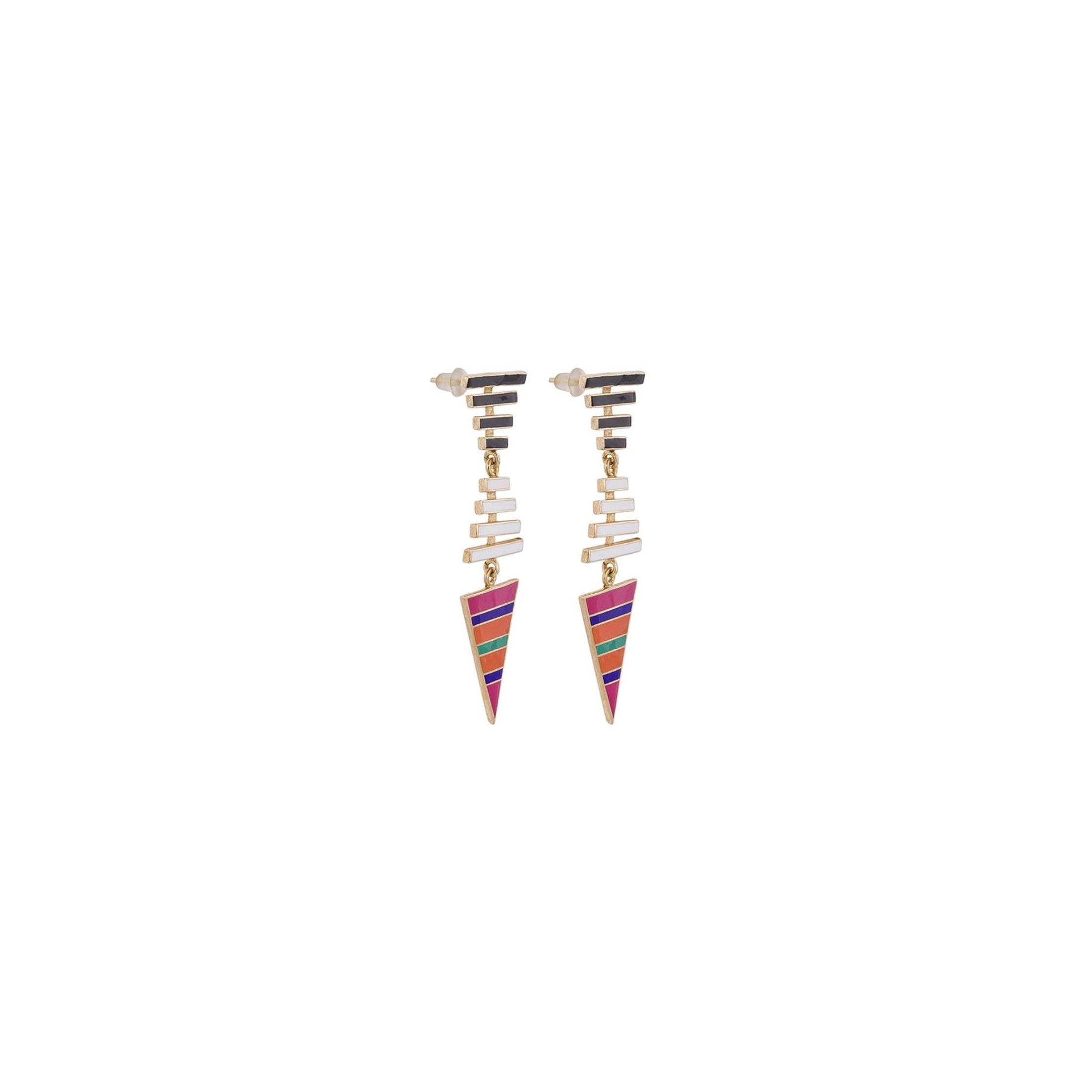 Triangle Long Earring with Enamel