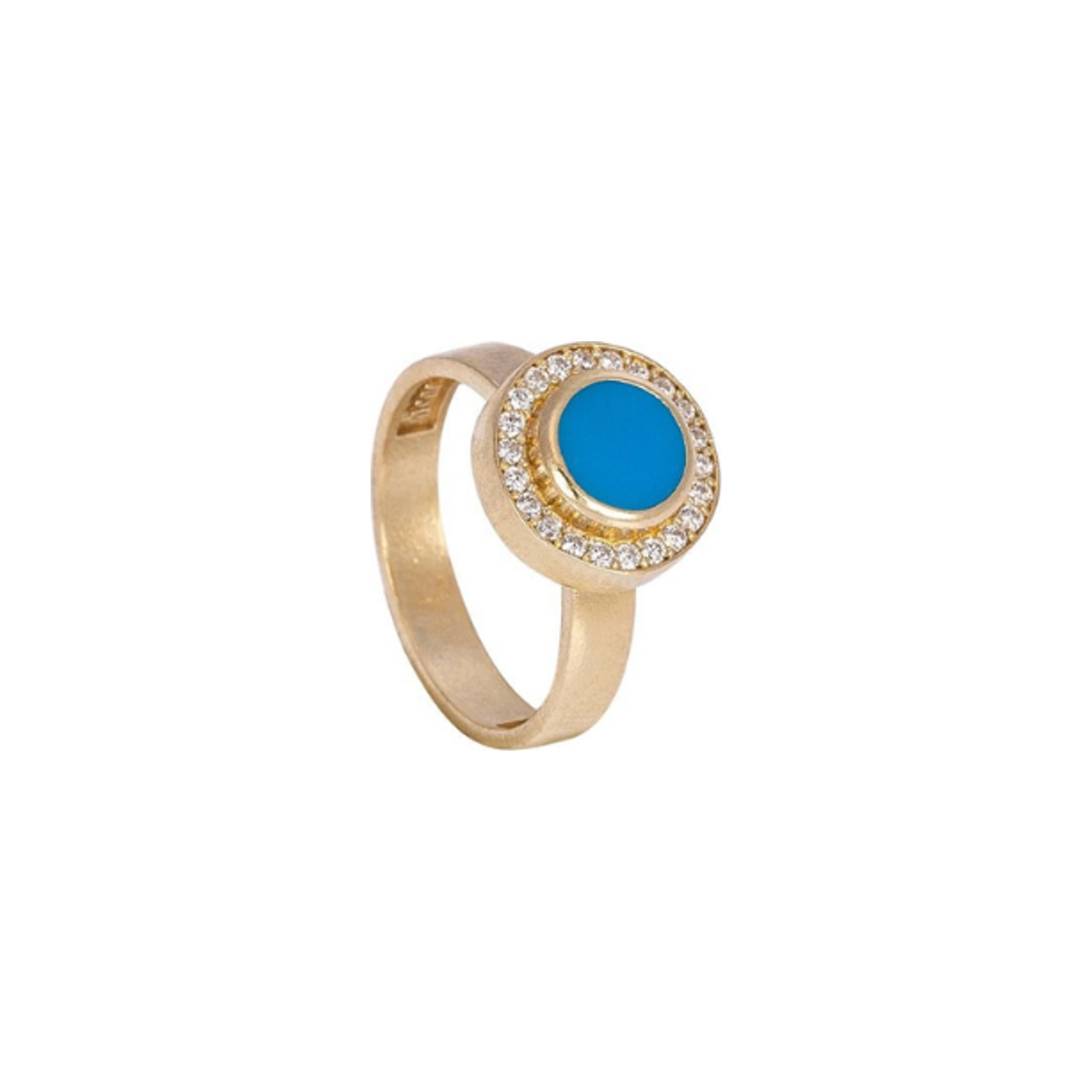 Round Ring with Enamel and Stones