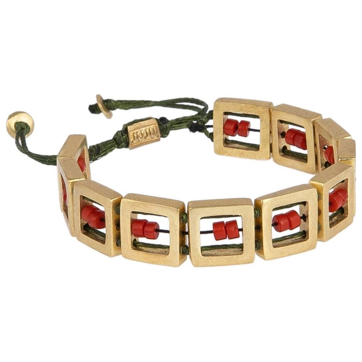 Coral Dotted Square Bracelet