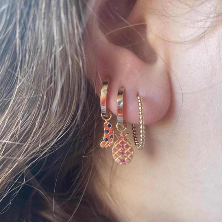 Pineapple Earrings with Ruby Stones