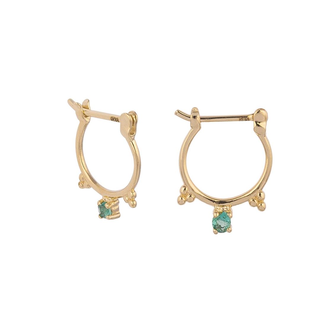 Envoy Gold Earrings with Emerald Stones